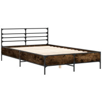 Produktbild för Sängram rökfärgad ek 120x190 cm konstruerat trä och metall