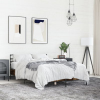 Produktbild för Sängram rökfärgad ek 120x190 cm konstruerat trä och metall