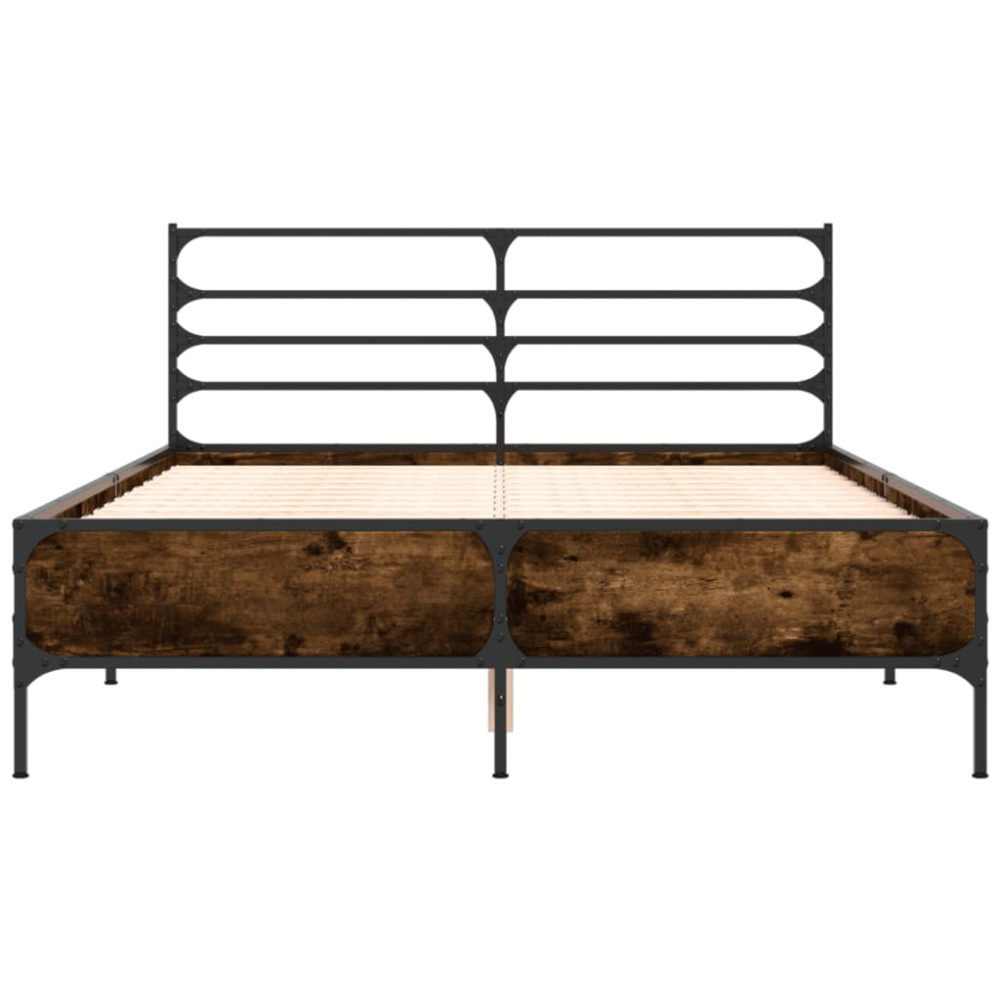 Produktbild för Sängram rökfärgad ek 120x190 cm konstruerat trä och metall