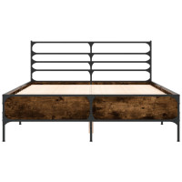 Produktbild för Sängram rökfärgad ek 120x190 cm konstruerat trä och metall