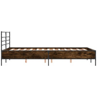 Produktbild för Sängram rökfärgad ek 120x190 cm konstruerat trä och metall