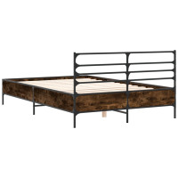 Produktbild för Sängram rökfärgad ek 120x190 cm konstruerat trä och metall