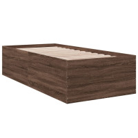 Produktbild för Sängram brun ek 90x200 cm konstruerad trä