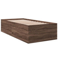 Produktbild för Sängram brun ek 90x200 cm konstruerad trä