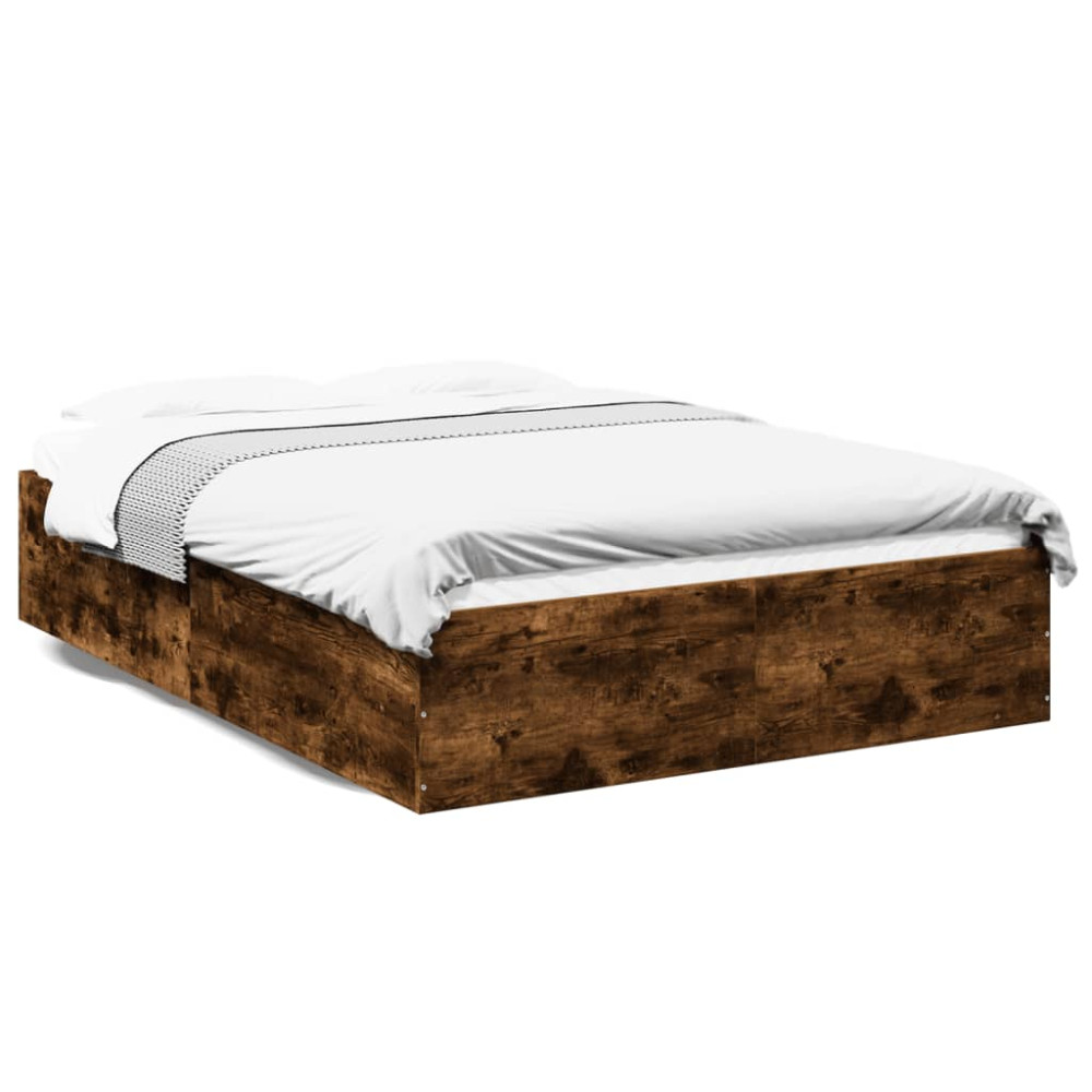 Produktbild för Sängram rökfärgad ek 120x200 cm konstruerat trä