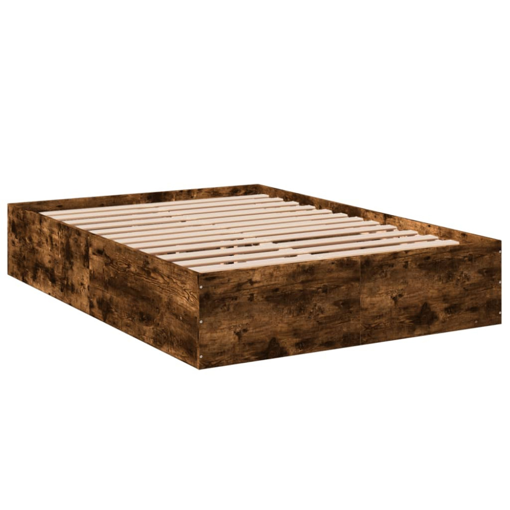 Produktbild för Sängram rökfärgad ek 120x200 cm konstruerat trä