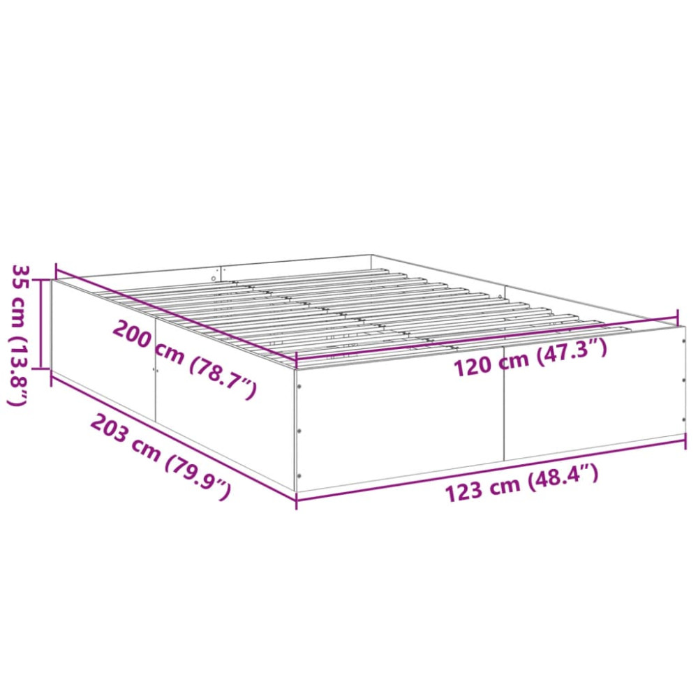 Produktbild för Sängram rökfärgad ek 120x200 cm konstruerat trä