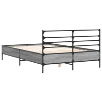 Produktbild för Sängram grå sonoma 140x190 cm konstruerat trä och metall