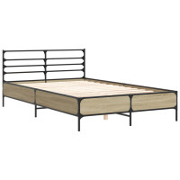 Produktbild för Sängram sonoma-ek 120x190 cm konstruerat trä och metall