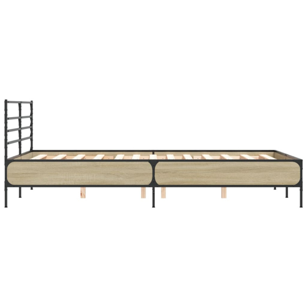Produktbild för Sängram sonoma-ek 120x190 cm konstruerat trä och metall
