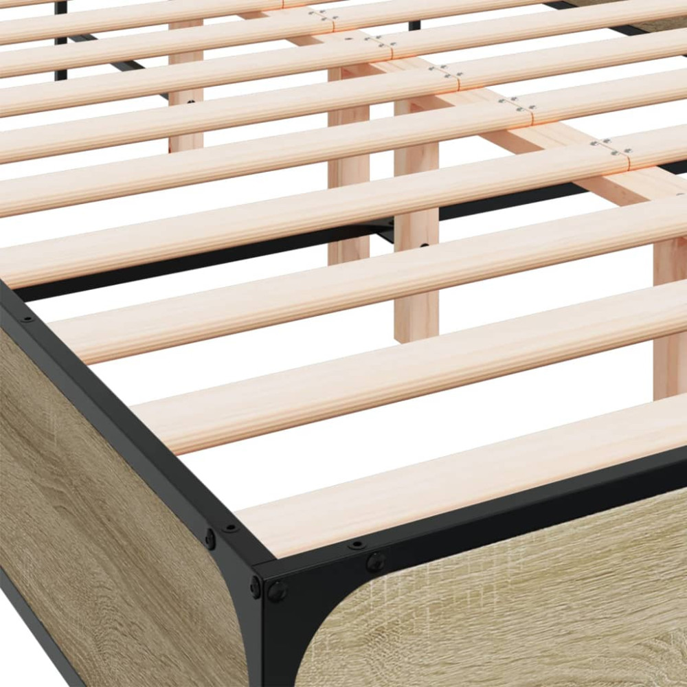 Produktbild för Sängram sonoma-ek 120x190 cm konstruerat trä och metall