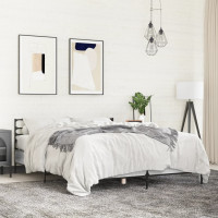 Produktbild för Sängram grå sonoma 135x190 cm konstruerat trä och metall