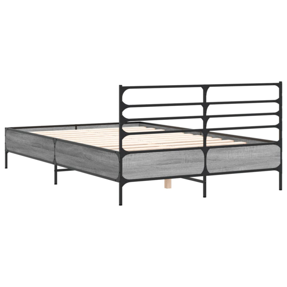 Produktbild för Sängram grå sonoma 135x190 cm konstruerat trä och metall