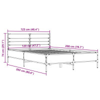 Produktbild för Sängram grå sonoma 120x200 cm konstruerat trä och metall