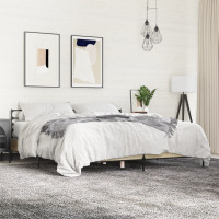 Produktbild för Sängram sonoma-ek 200x200 cm konstruerat trä och metall