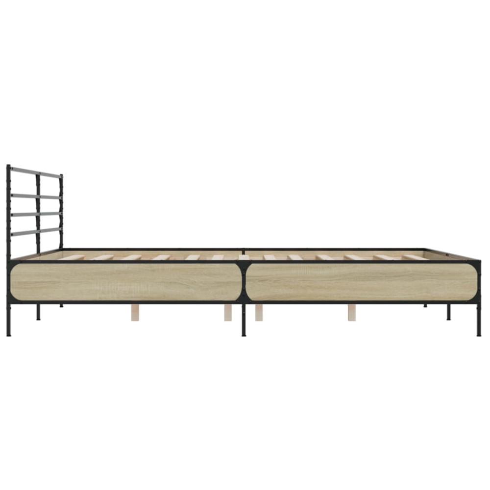 Produktbild för Sängram sonoma-ek 200x200 cm konstruerat trä och metall