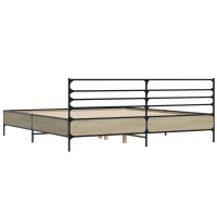 Produktbild för Sängram sonoma-ek 200x200 cm konstruerat trä och metall