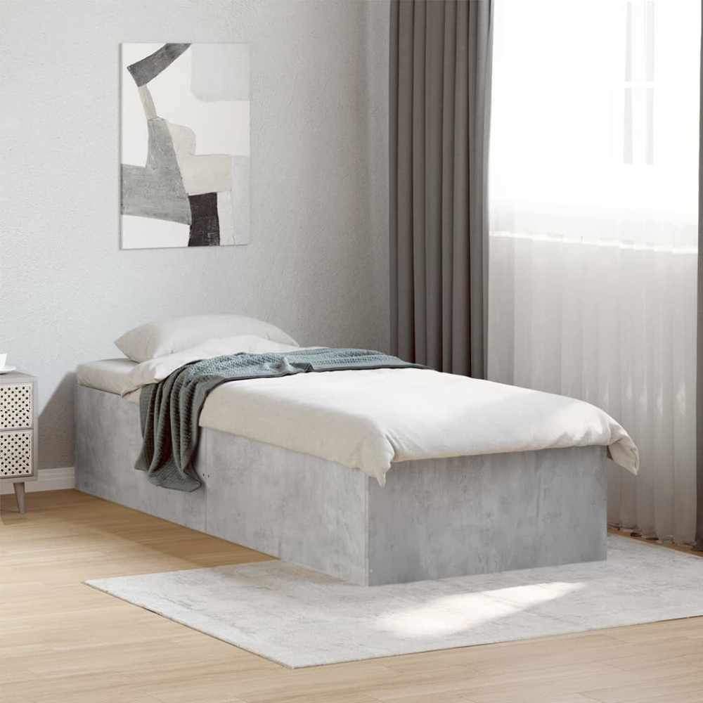 Produktbild för Sängram betonggrå 100x200 cm konstruerad trä
