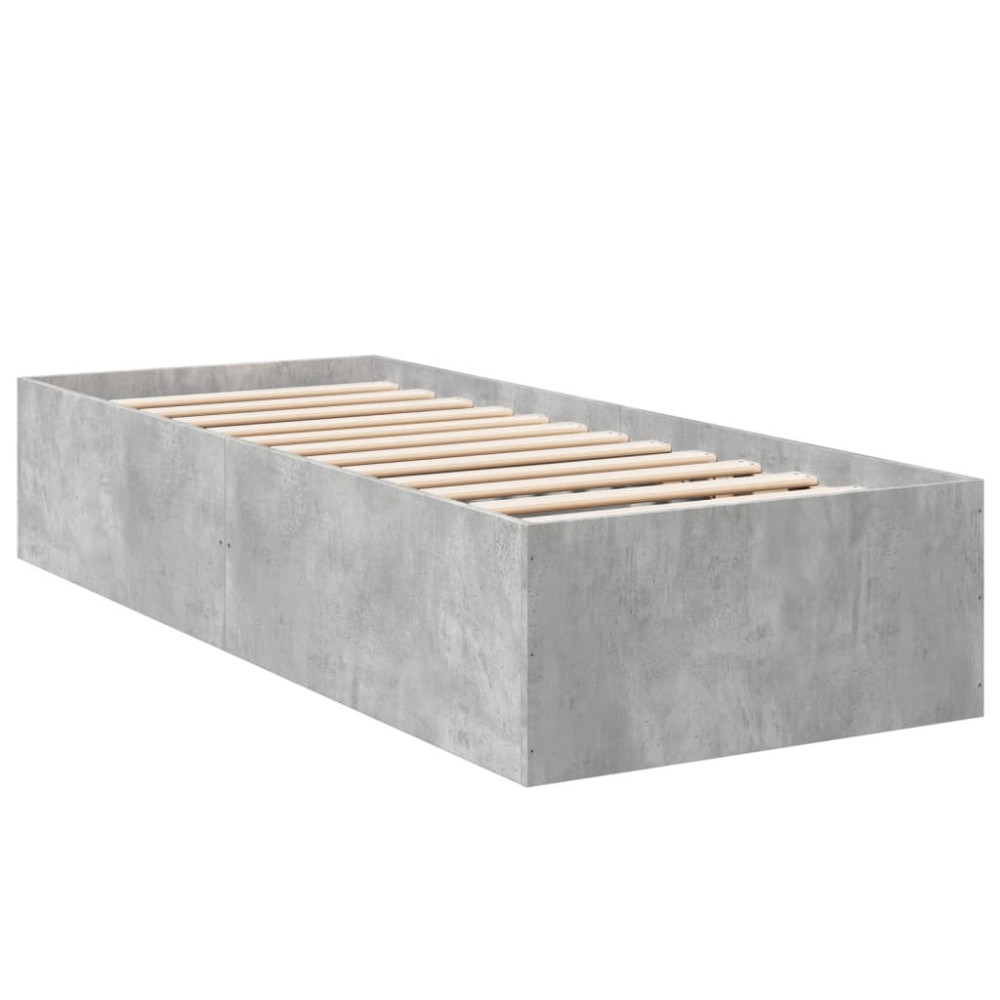 Produktbild för Sängram betonggrå 100x200 cm konstruerad trä