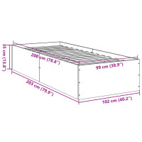 Produktbild för Sängram betonggrå 100x200 cm konstruerad trä