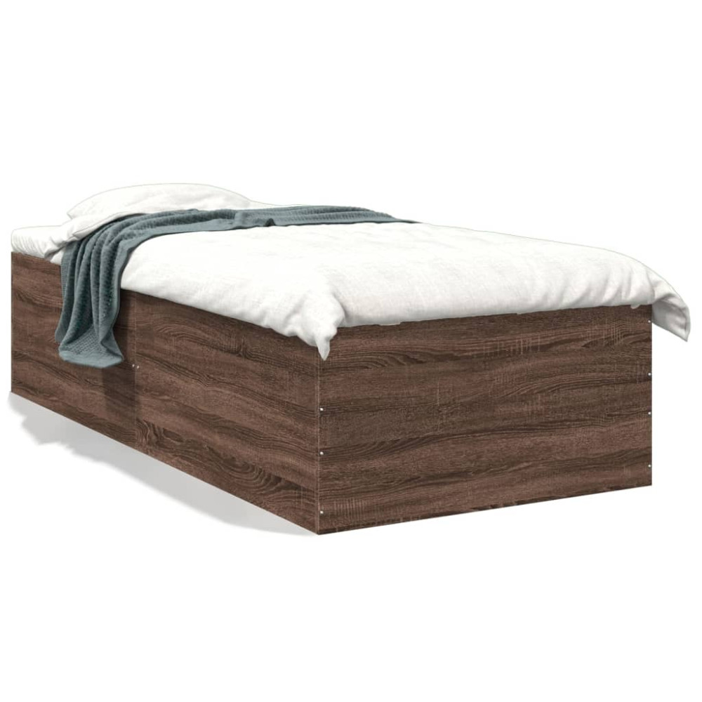 Produktbild för Sängram brun ek 100x200 cm konstruerad trä