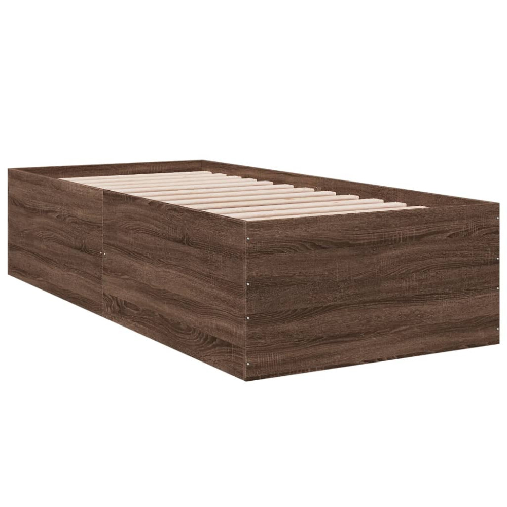 Produktbild för Sängram brun ek 100x200 cm konstruerad trä