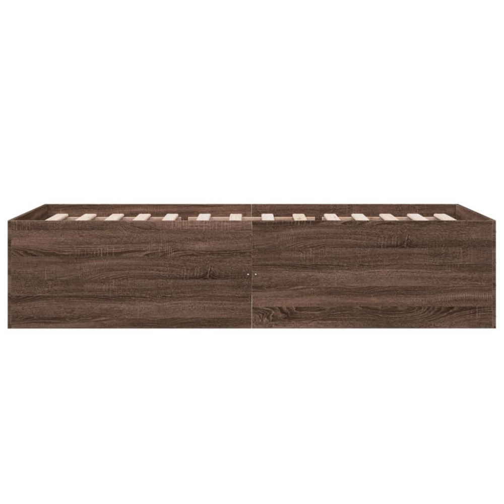 Produktbild för Sängram brun ek 100x200 cm konstruerad trä