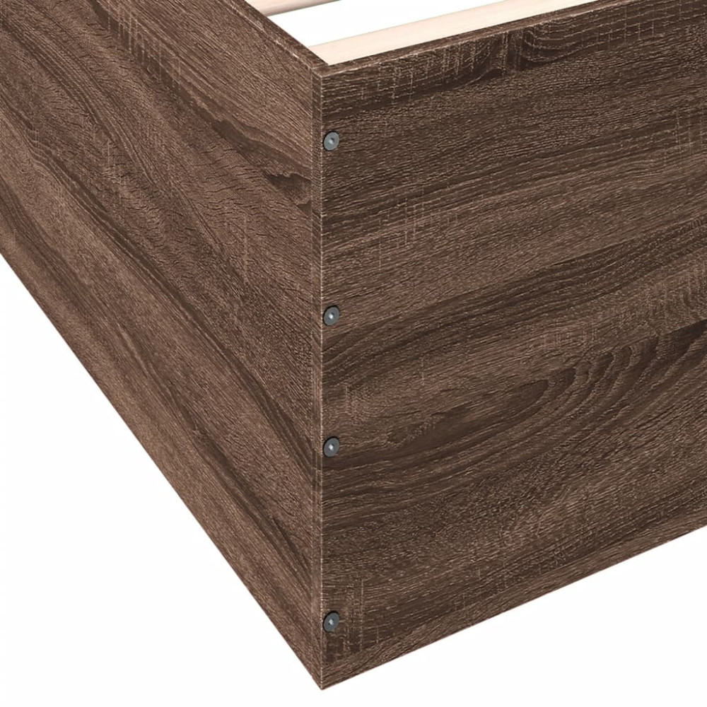 Produktbild för Sängram brun ek 100x200 cm konstruerad trä