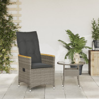 Produktbild för Justerbar trädgårdsstol med dynor grå konstrotting