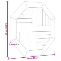 Produktbild för Bordsskiva 60x60x2,5 cm åttakantig massiv teak