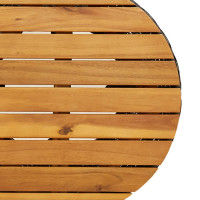 Produktbild för Trädgårdsbord trumma svart konstrotting och massivt trä