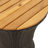 Produktbild för Trädgårdsbord trumma svart konstrotting och massivt trä
