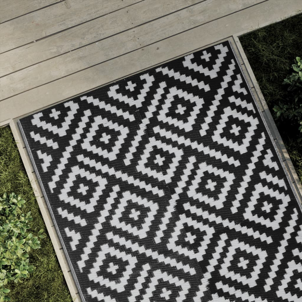Produktbild för Utomhusmatta ARAKIL vit och svart 120x180 cm PP