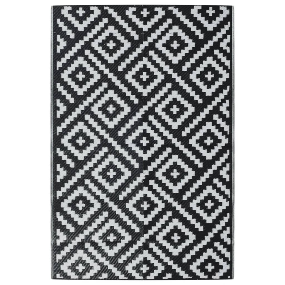 Produktbild för Utomhusmatta ARAKIL vit och svart 120x180 cm PP