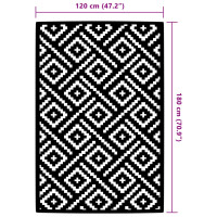 Produktbild för Utomhusmatta ARAKIL vit och svart 120x180 cm PP