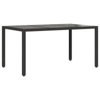 Produktbild för Matgrupp för trädgård med dynor 7 delar svart konstrotting&glas