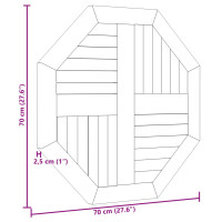 Produktbild för Bordsskiva 70x70x2,5 cm åttakantig massiv teak