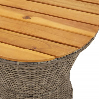 Produktbild för Trädgårdsbord trumma grå konstrotting och massivt trä