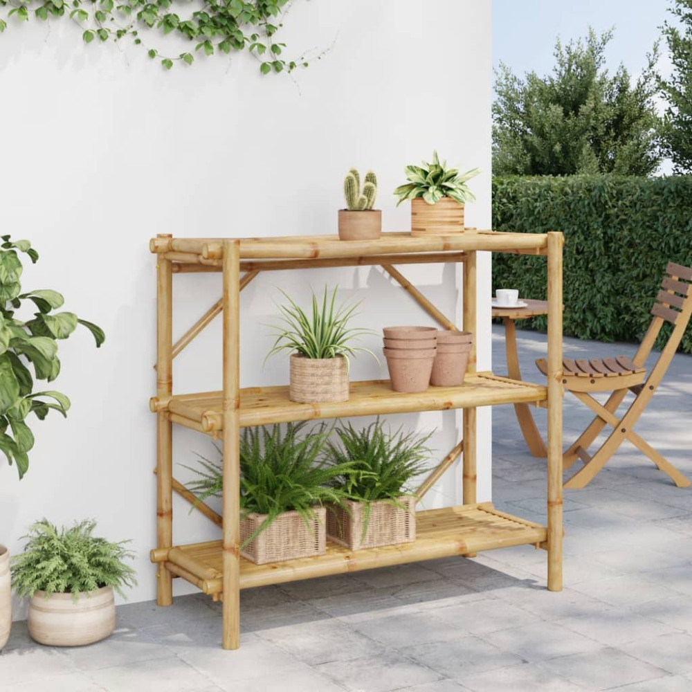 Produktbild för Bokhylla 3 hyllplan 100x40x90 cm bambu