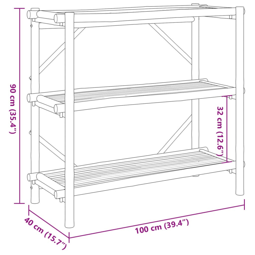 Produktbild för Bokhylla 3 hyllplan 100x40x90 cm bambu