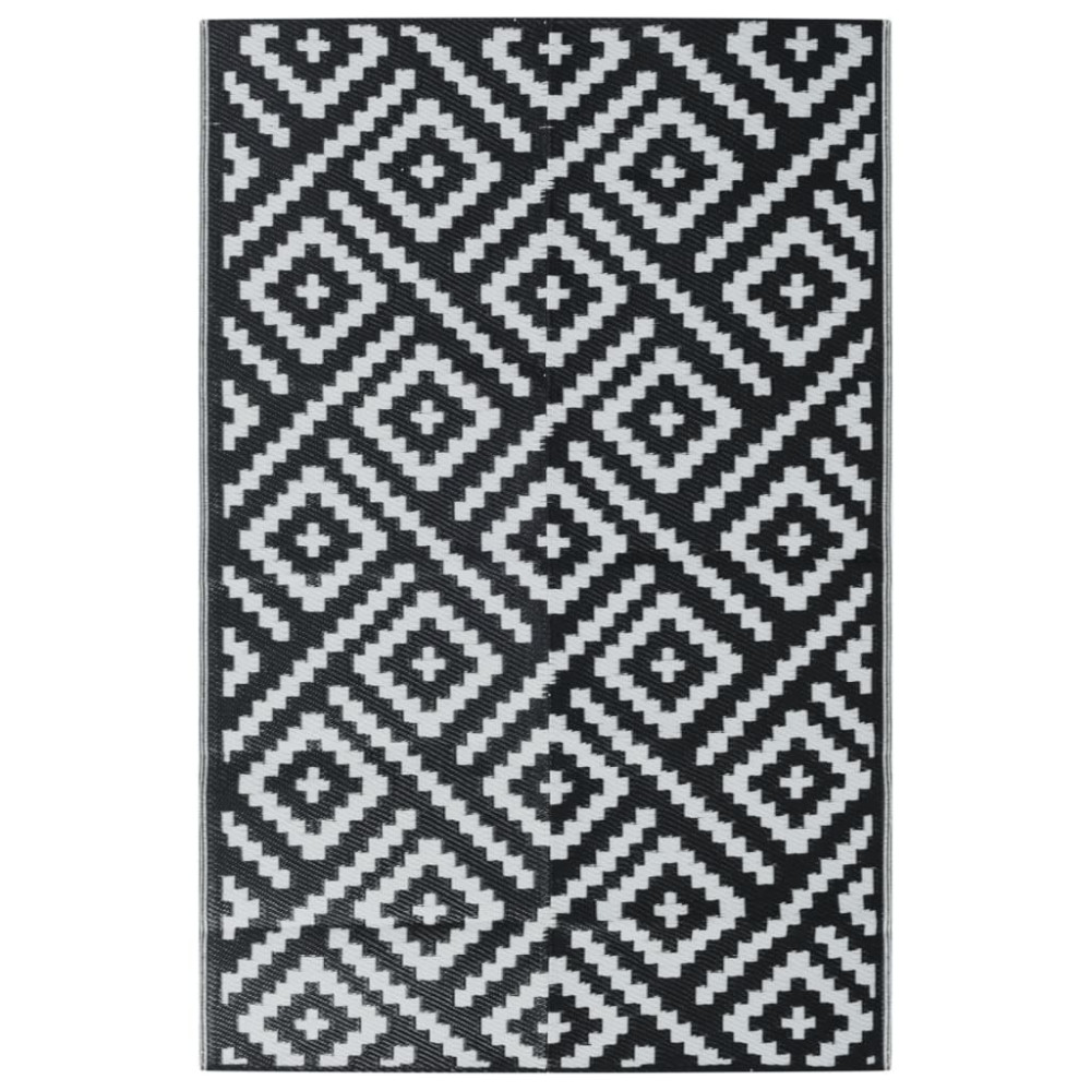 Produktbild för Utomhusmatta ARAKIL vit och svart 190x290 cm PP
