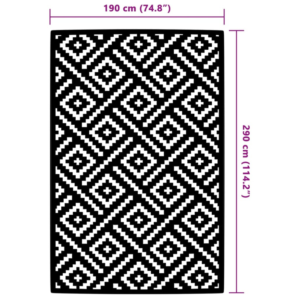Produktbild för Utomhusmatta ARAKIL vit och svart 190x290 cm PP