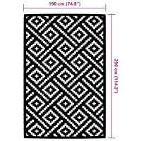 Produktbild för Utomhusmatta ARAKIL vit och svart 190x290 cm PP