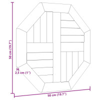 Produktbild för Bordsskiva 50x50x2,5 cm åttakantig massiv teak