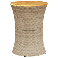 Produktbild för Trädgårdsbord trumma beige konstrotting och massivt trä