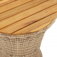 Produktbild för Trädgårdsbord trumma beige konstrotting och massivt trä