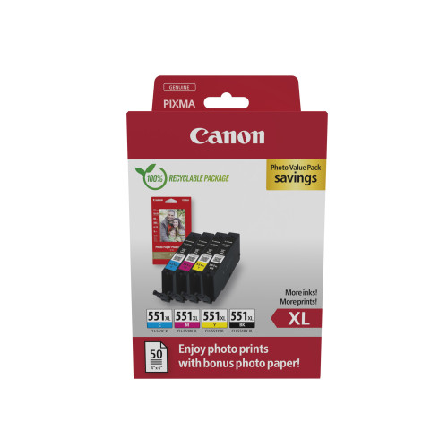CANON Canon 6443B008 bläckpatroner 4 styck Original Hög (XL) avkastning Svart, Cyan, Magenta, Gul