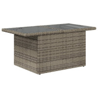 Produktbild för Trädgårdsbord med glasskiva grå 100x55x73 cm konstrotting
