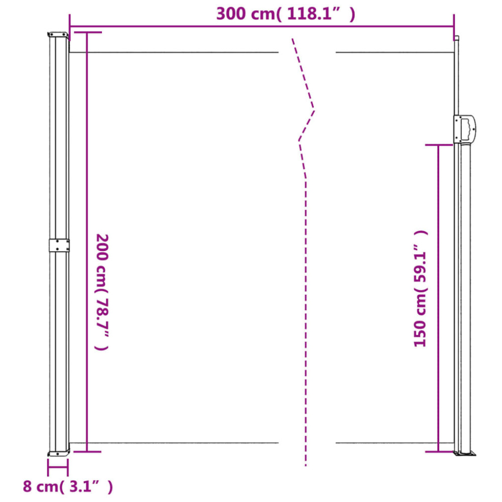 Produktbild för Indragbar sidomarkis taupe 200x300 cm