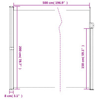 Produktbild för Indragbar sidomarkis taupe 200x500 cm